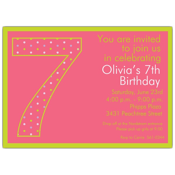 7th Birthday Party Invitation Wording Dolanpedia