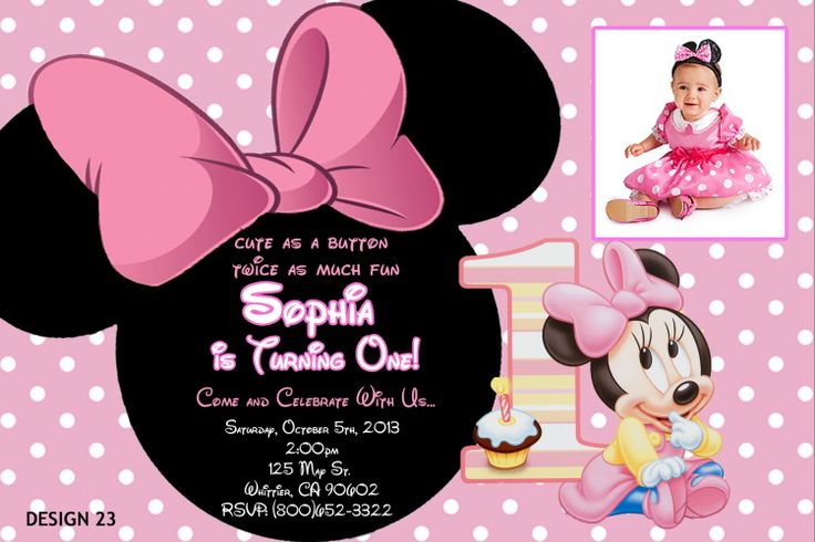Minnie Mouse 1St Birthday Invitations Free Templates 5