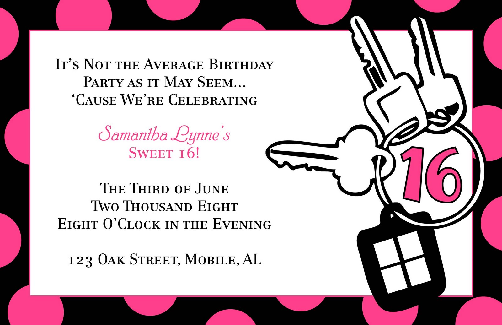 Sweet 16 Birthday Invitation Templates