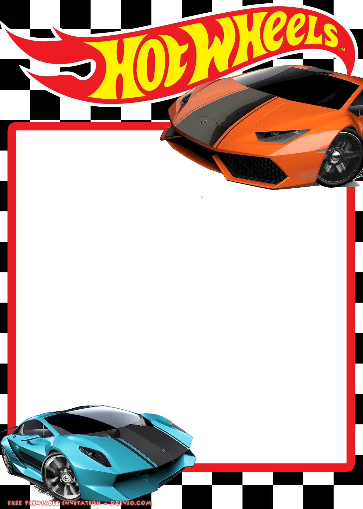 FREE Printable Hot Wheels Invitation Template - and Party Ideas. 