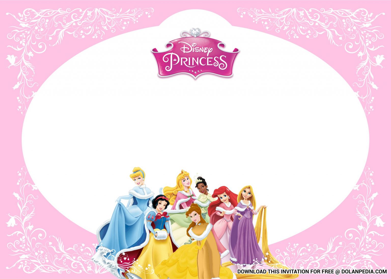 (FREE Printable) – Cute Disney Princess Baby Shower Invitation ...