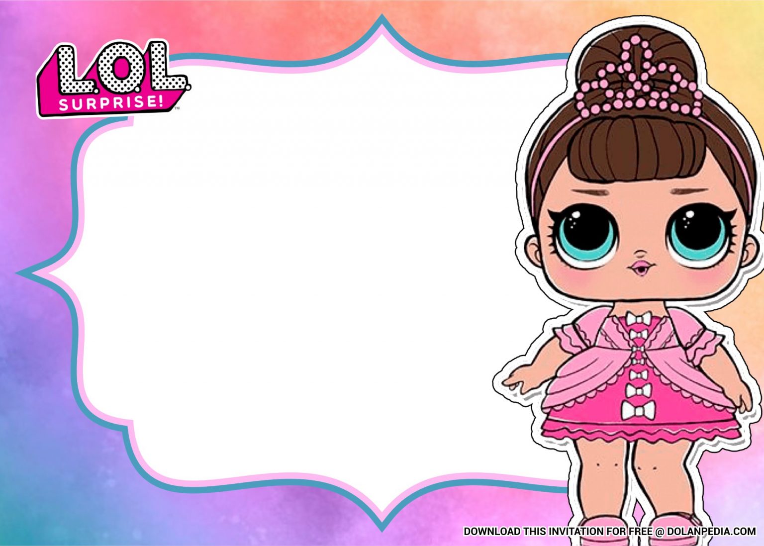 Free Printable LOL Surprise Invitation Templates With Princess Doll.