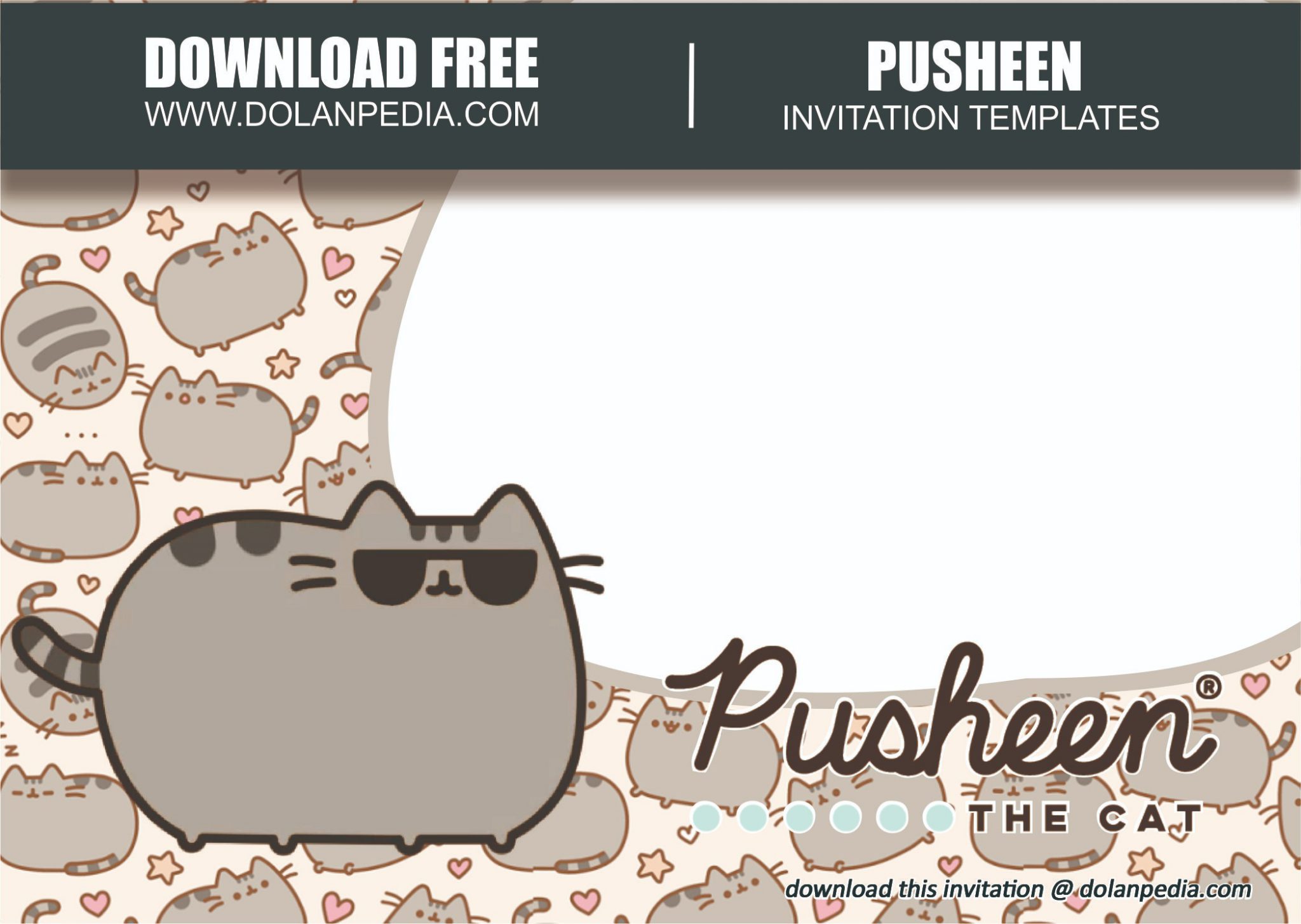 pusheen birthday invitation