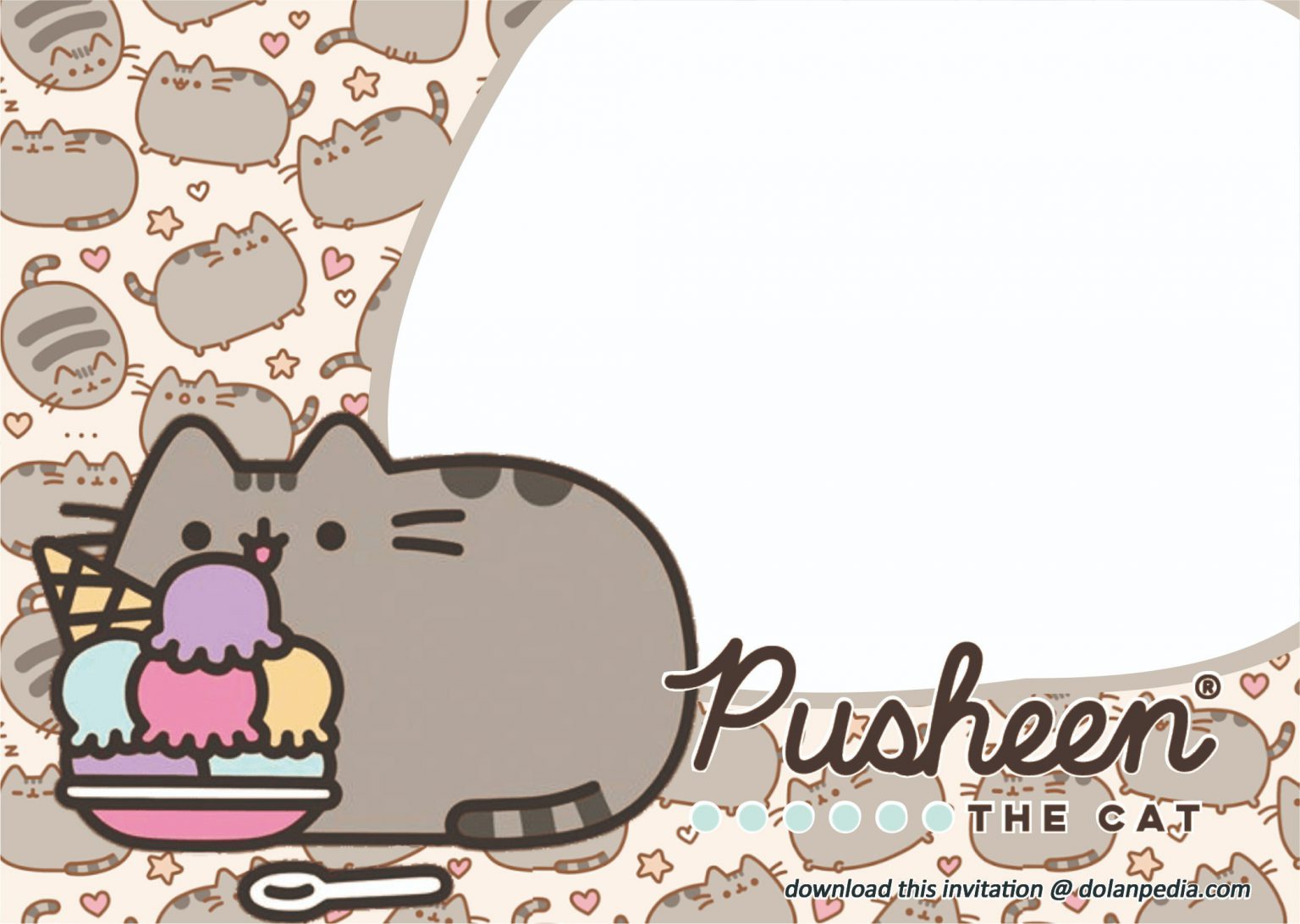 pusheen birthday invitation