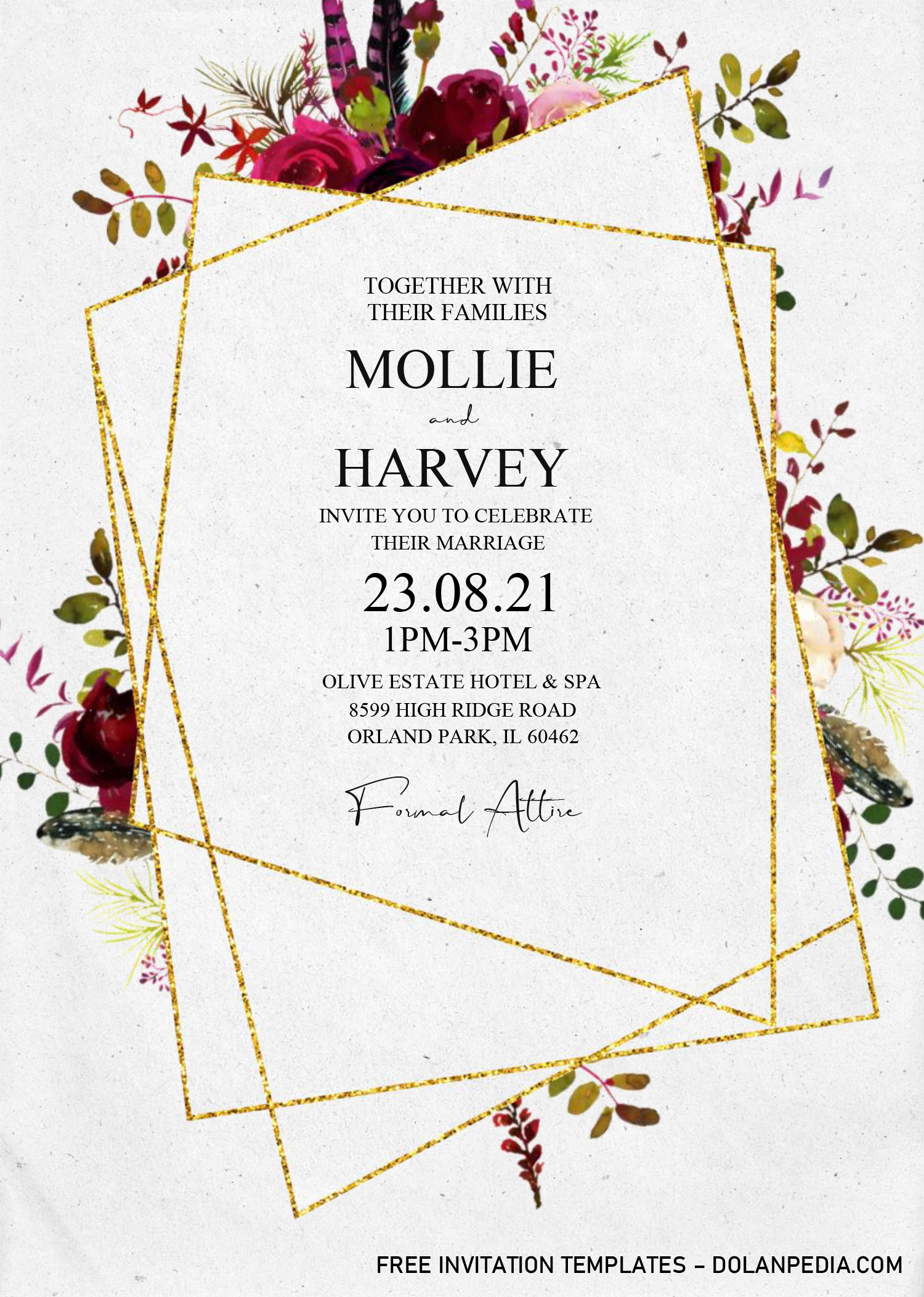 Floral And Gold Invitation Templates – Editable With MS Word | Dolanpedia