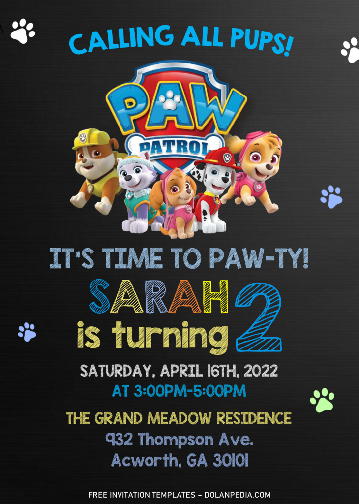 PAW Patrol Invitation Templates – Editable With Microsoft Word | Dolanpedia