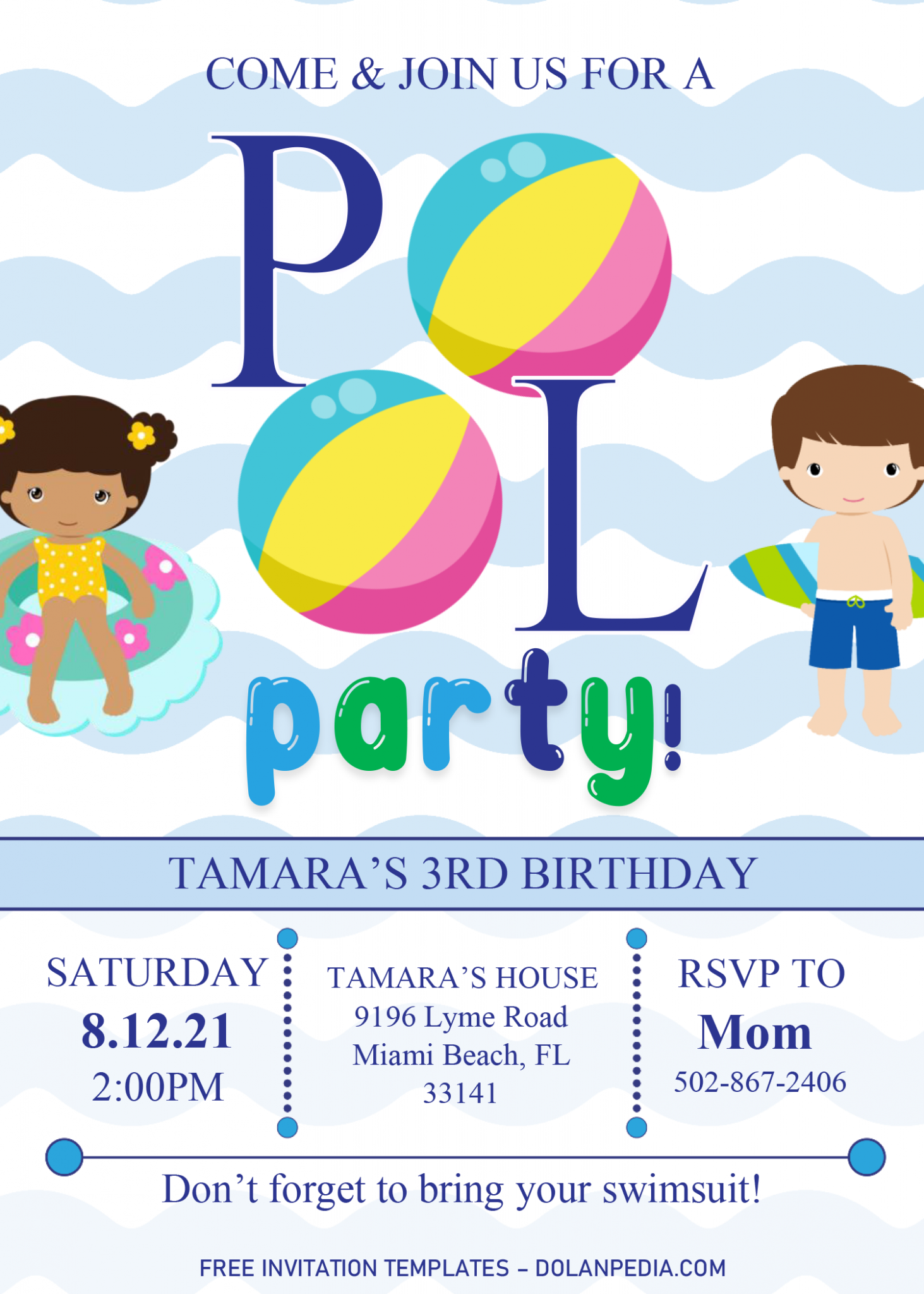Pool Party Invitation Templates Editable .Docx Dolanpedia
