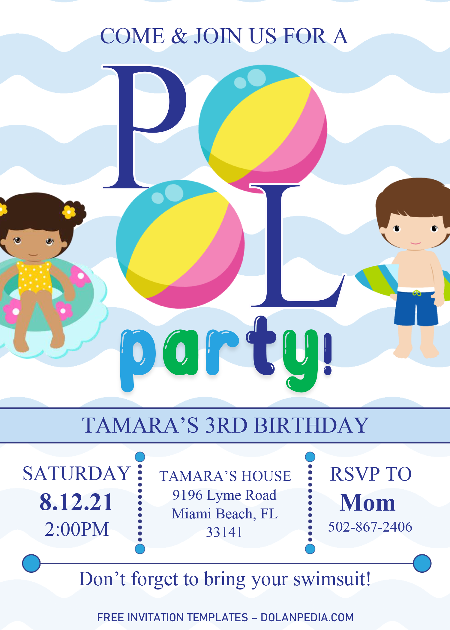 Pool Party Invitation Templates Editable Docx Dolanpedia