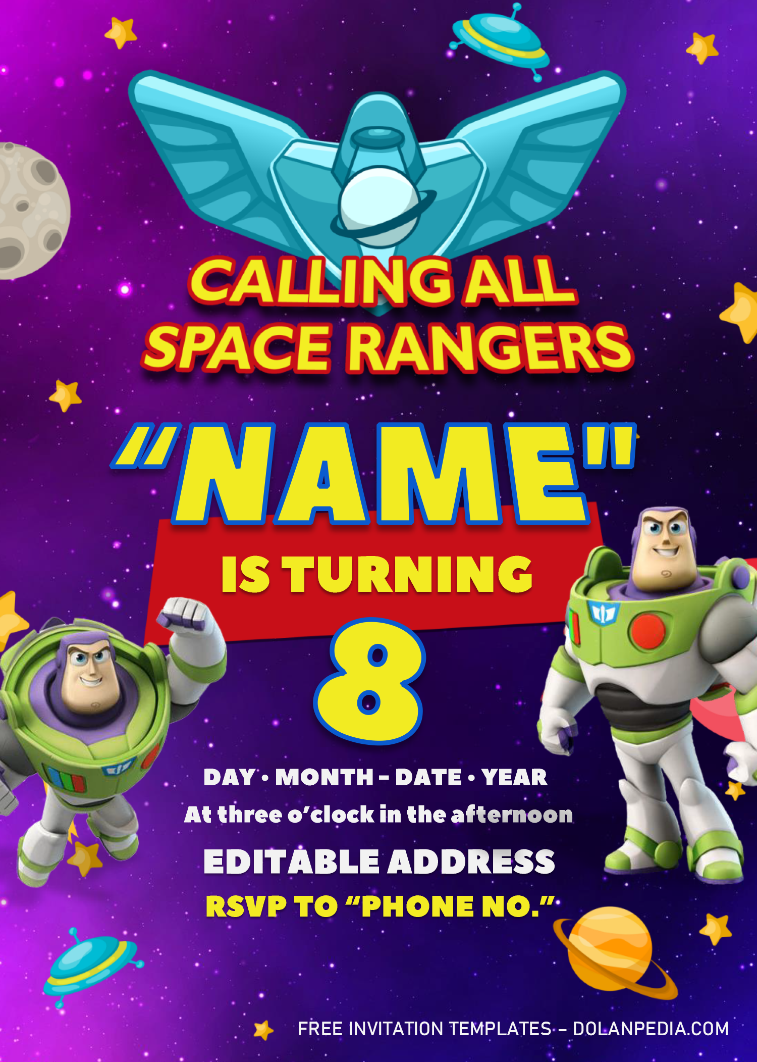 Buzz Lightyear Birthday Invitation Templates Editable Docx Dolanpedia