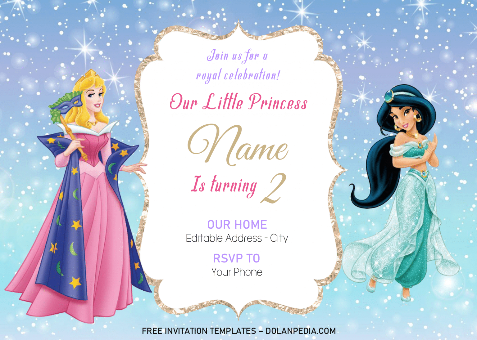 Disney Princess Invitation Templates – Editable With MS Word | Dolanpedia