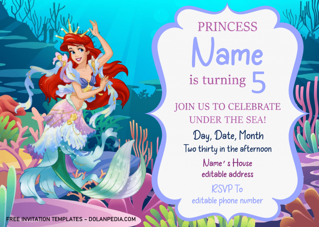 Little Mermaid Birthday Invitation Templates – Editable .Docx | Dolanpedia