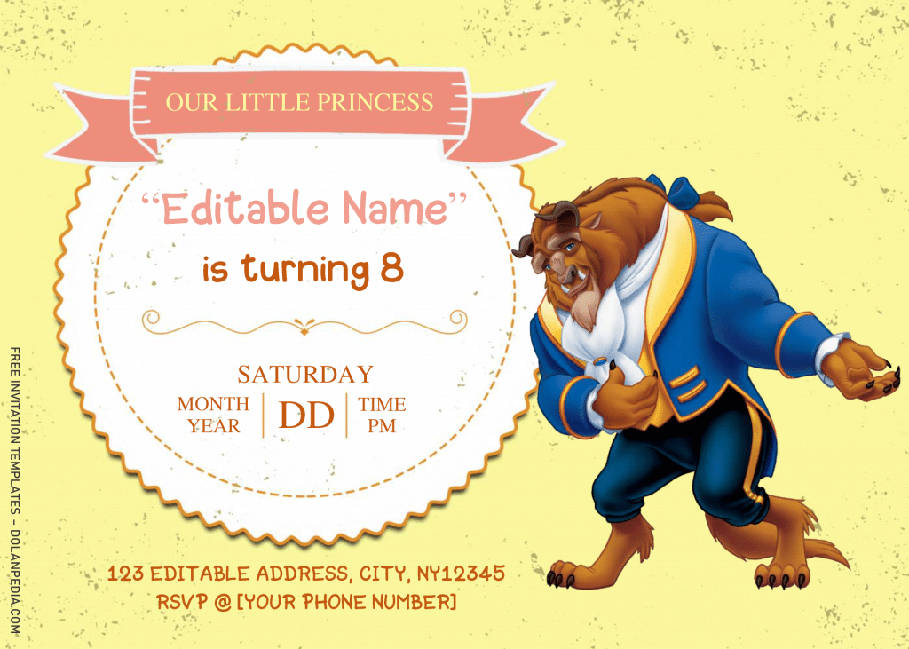 Beauty And The Beast Birthday Invitation Templates ...