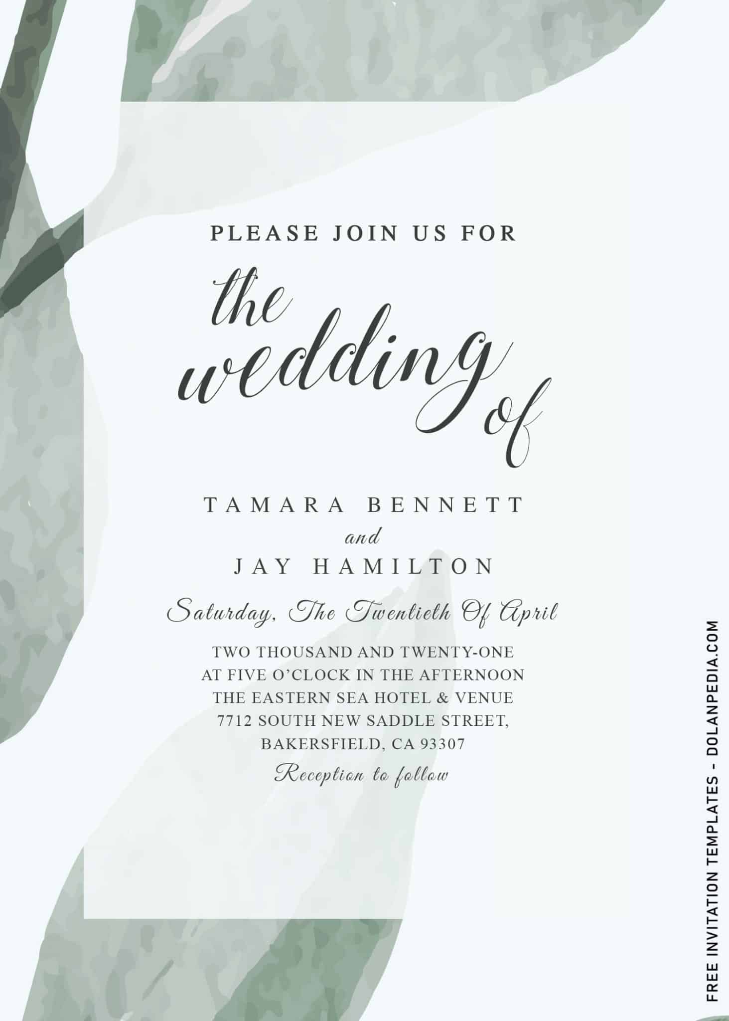 9+ Watercolor Greenery Calligraphy Wedding Invitation