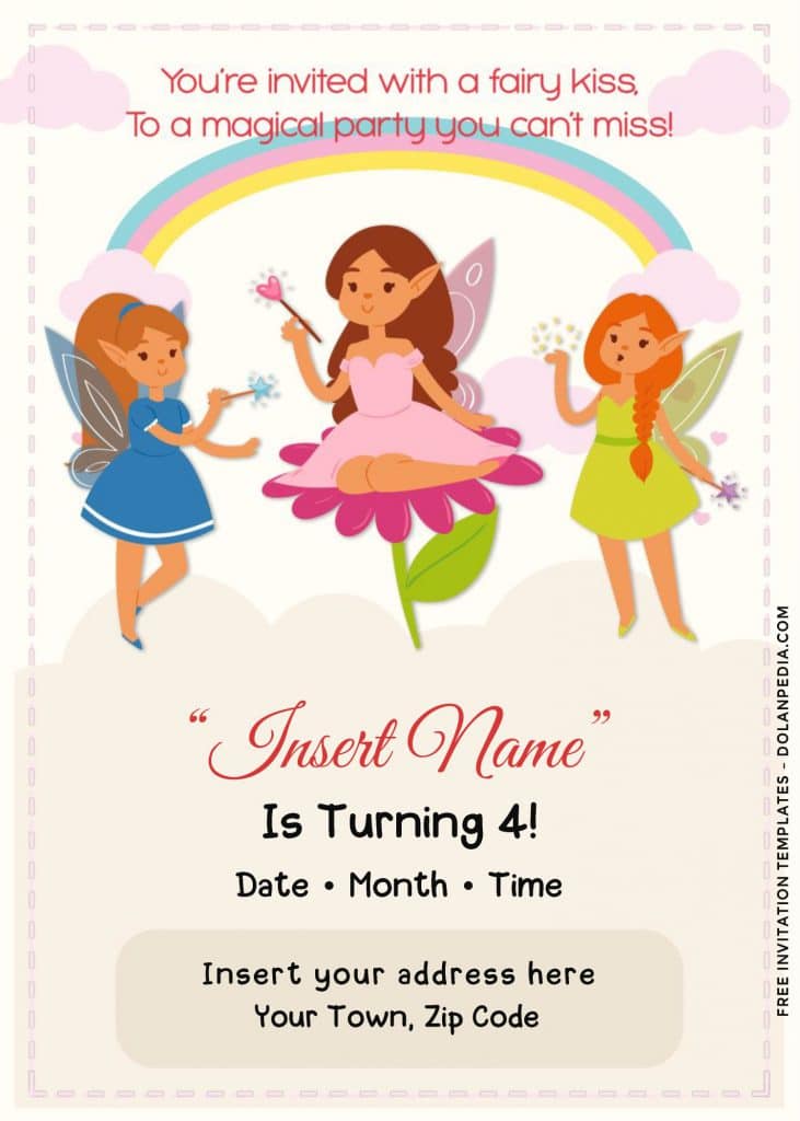 Free Rainbow Magic Fairy Birthday Invitation Templates Ford Word