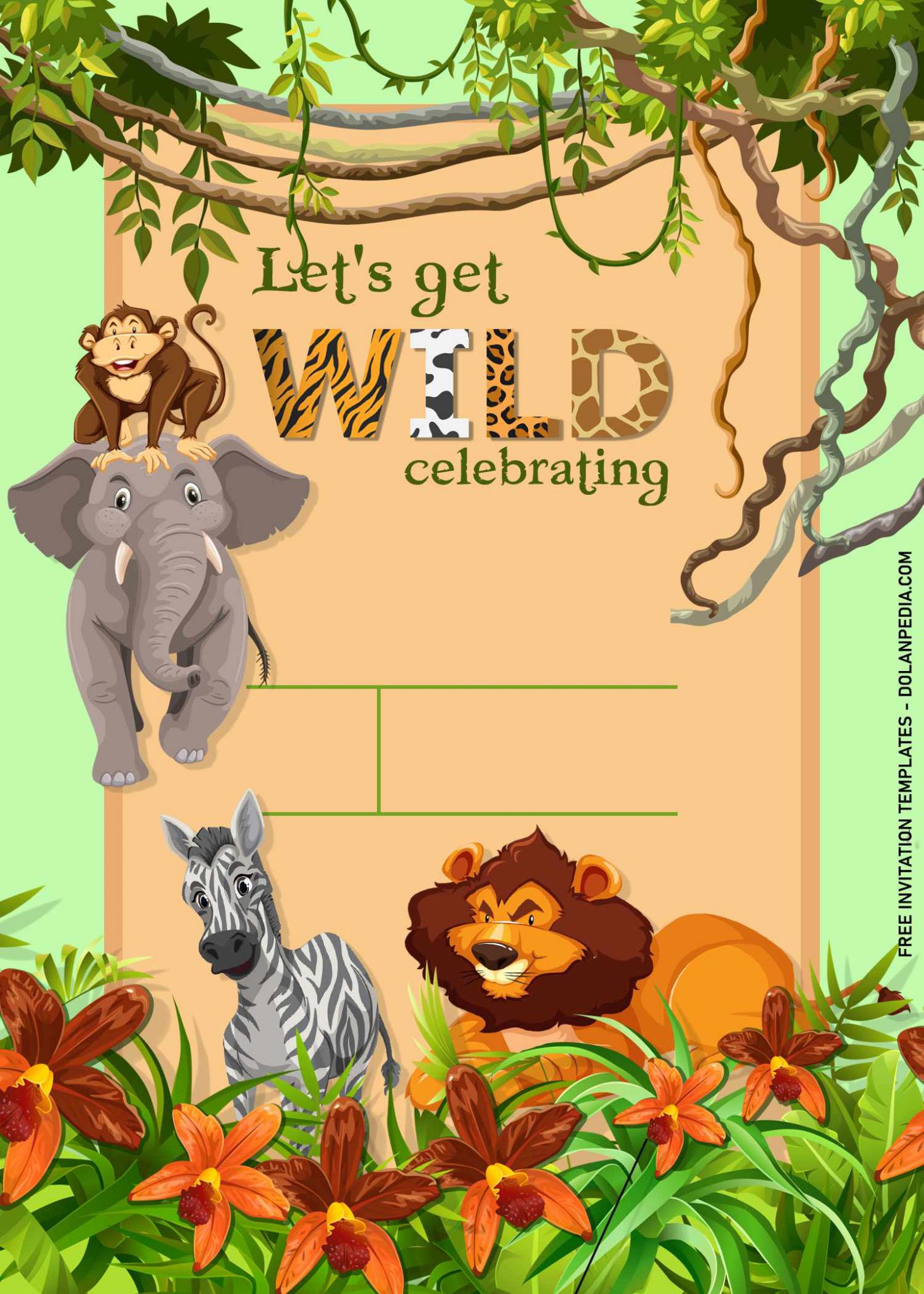 9+ Awesome Jungle Themed Birthday Invitation Templates | Dolanpedia