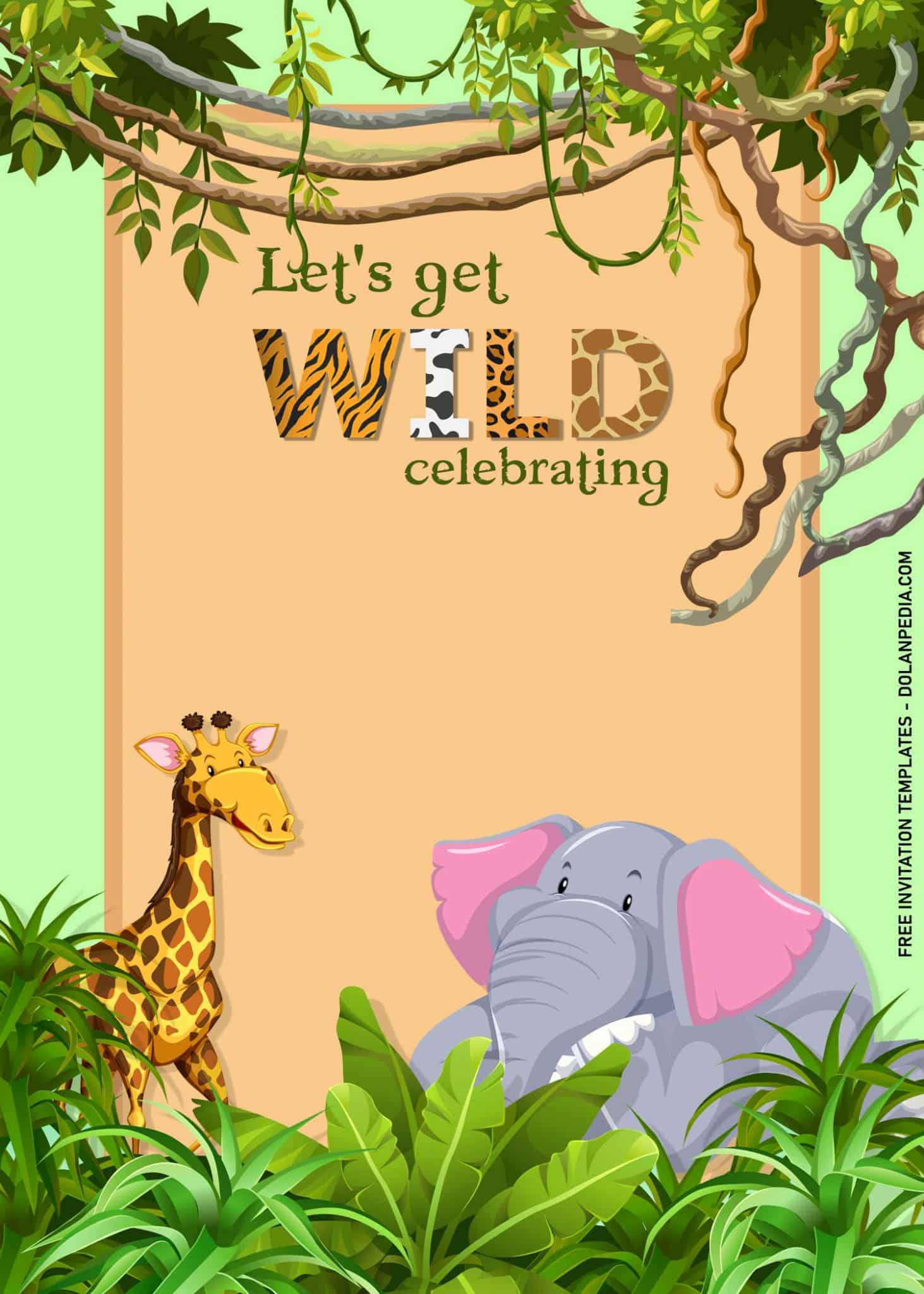 11+ Safari Jungle Animals Baby Shower Invitation Templates | Dolanpedia ...