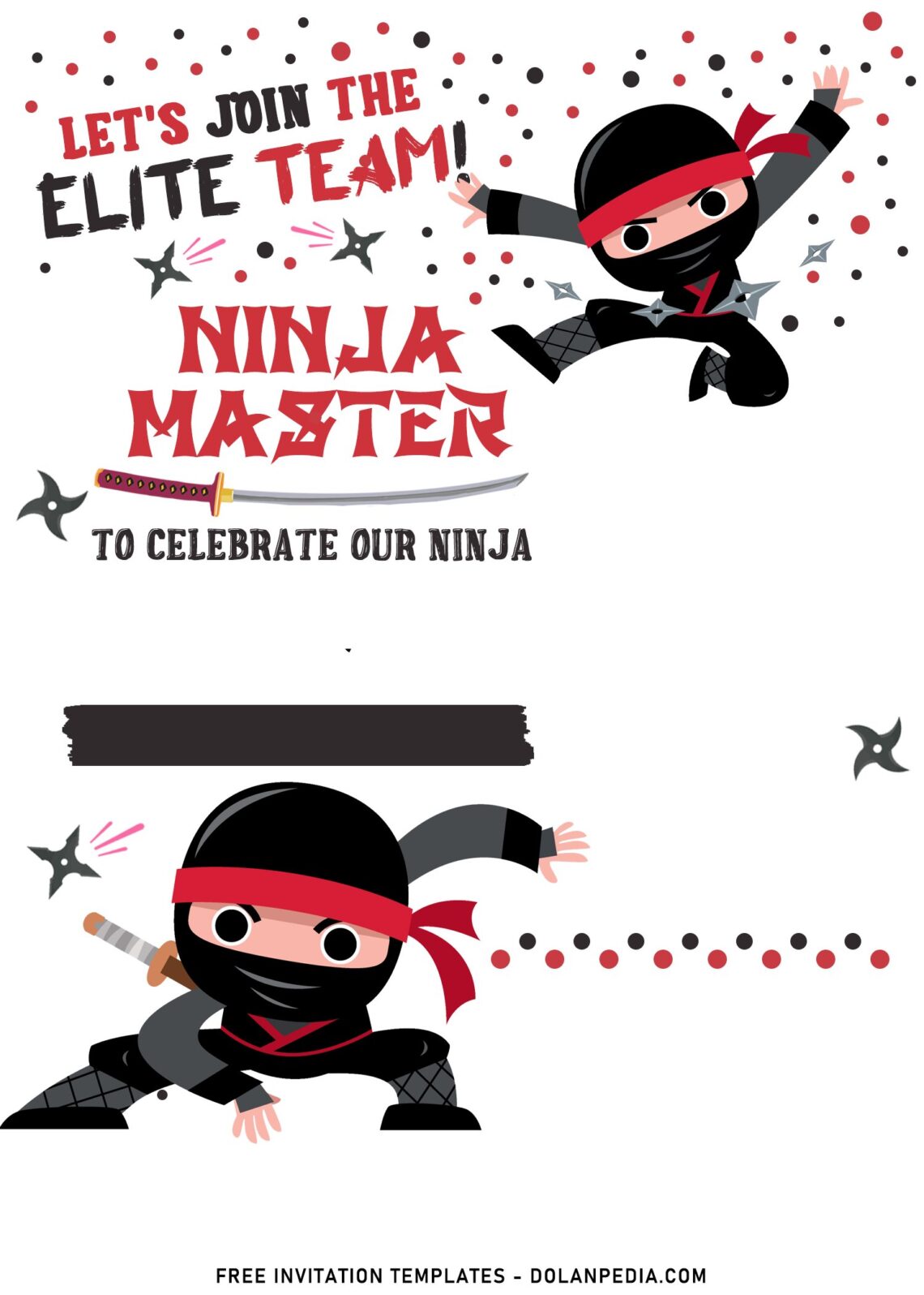11+ Super Cool Ninja Themed Birthday Invitation Templates | Dolanpedia