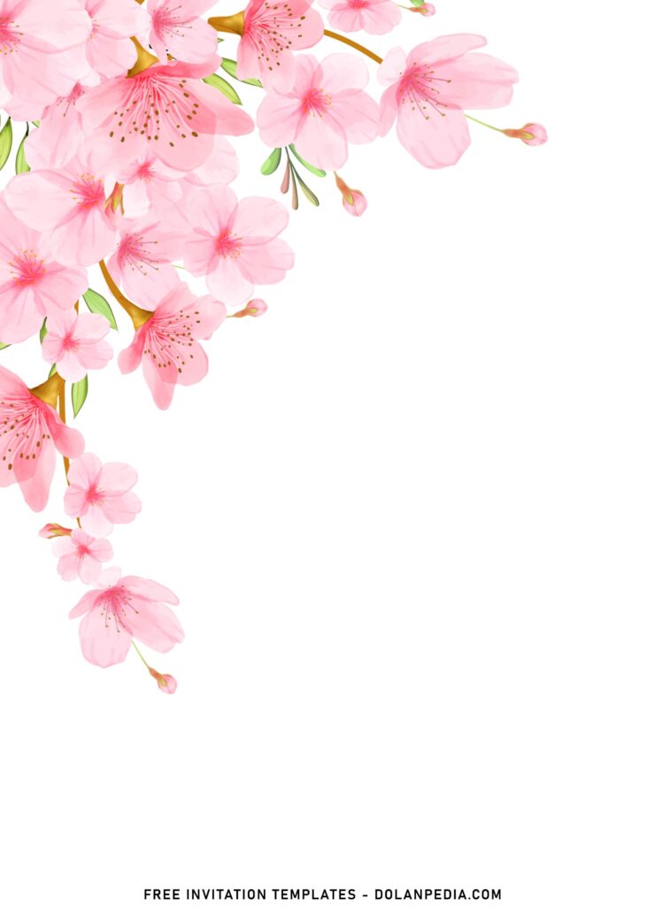 10+ Delicate Pink Watercolor Sakura Invitation Templates For Girls with Cherry blossom border