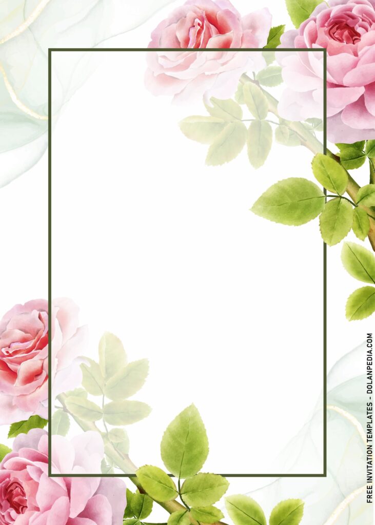 11+ Watercolor Secret Garden Birthday Invitation Templates with romantic pink roses