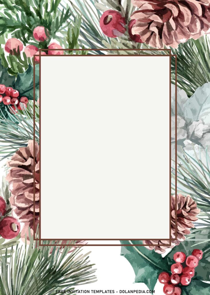 7+ Watercolor Winter Floral Birthday Invitation Templates with greenery leaves