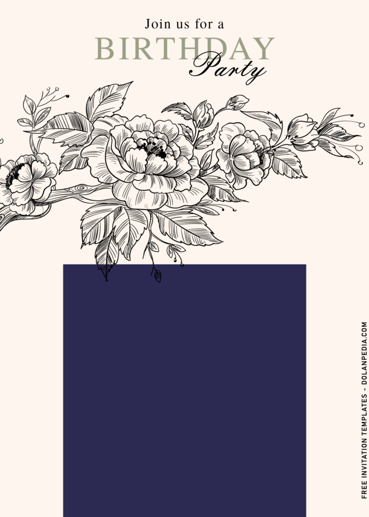 8+ Romantic Black Floral Sketch Birthday Invitation Templates with Cherry Blossom tree