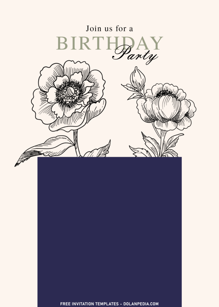 8+ Romantic Black Floral Sketch Birthday Invitation Templates with gorgeous magnolia flowers