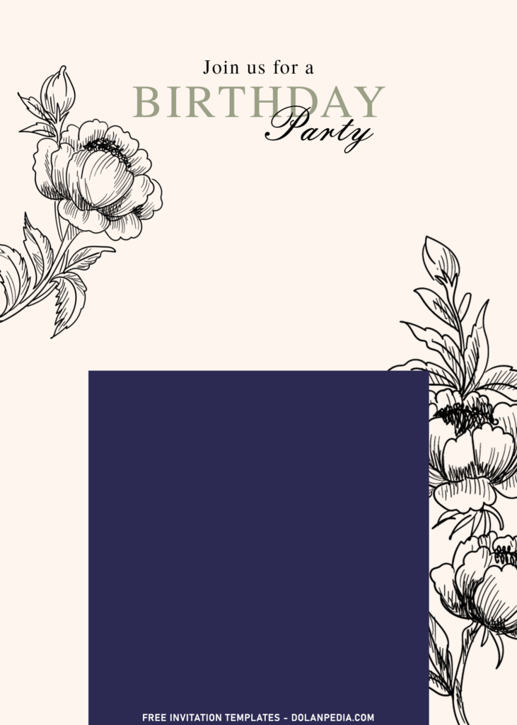 8+ Romantic Black Floral Sketch Birthday Invitation Templates with coneflowers