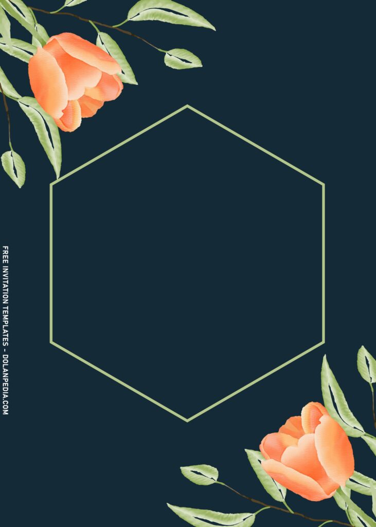 8+ Classy Hand Drawn Tulips Birthday Invitation Templates with hexagon shaped text frame