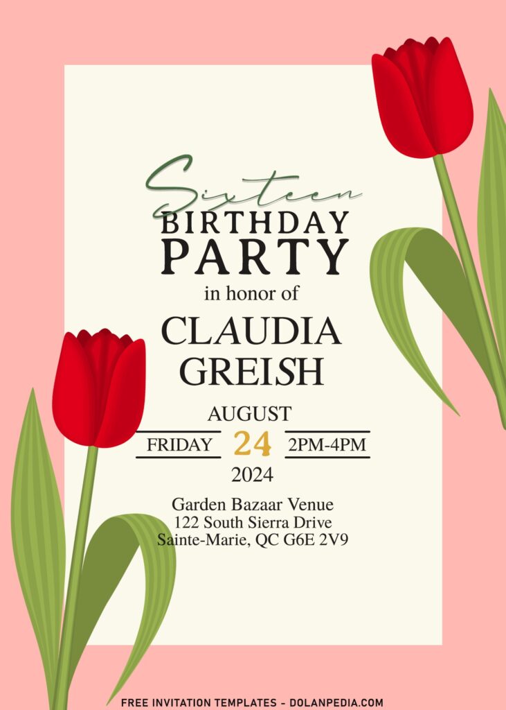 8+ Bright And Floral Tulip Birthday Invitation Templates