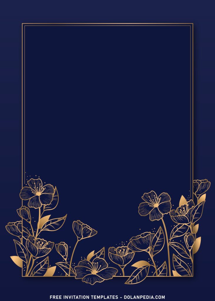 9+ Elegant Navy And Gold Luxury Birthday Invitation Templates with stunning gold tulips
