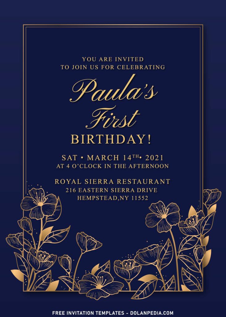 9+ Elegant Navy And Gold Luxury Birthday Invitation Templates