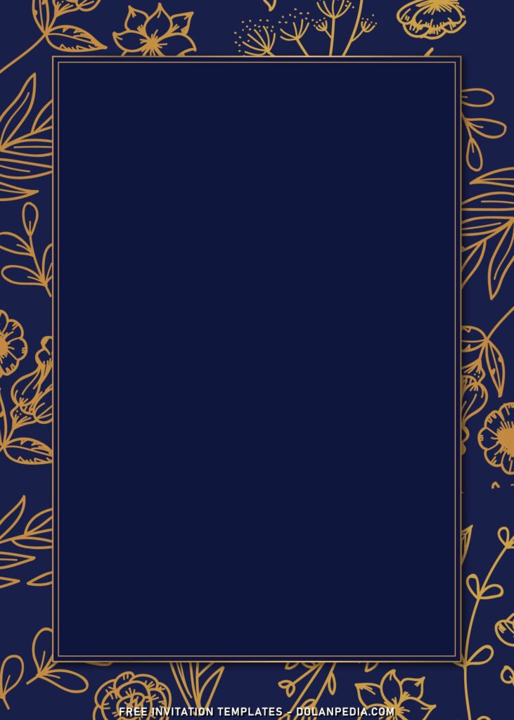 9+ Elegant Navy And Gold Luxury Birthday Invitation Templates with golden floral illustrations