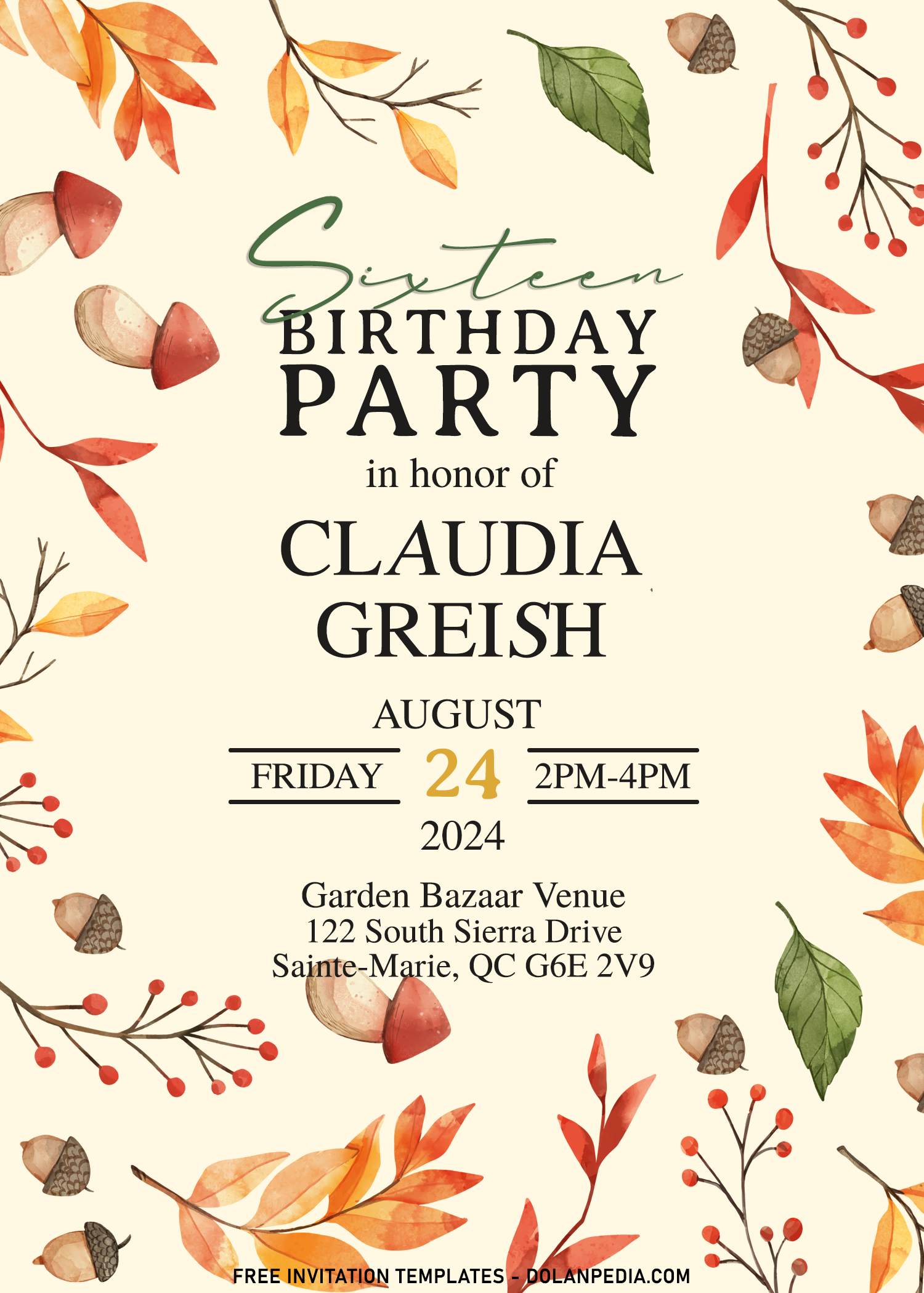 11 Gorgeous Autumn Leaves Birthday Invitation Templates Dolanpedia Invitation Images