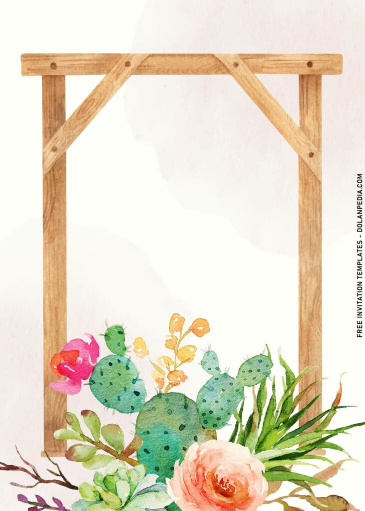 11+Boho Rustic Floral Canopy Invitation Templates with watercolor cactus