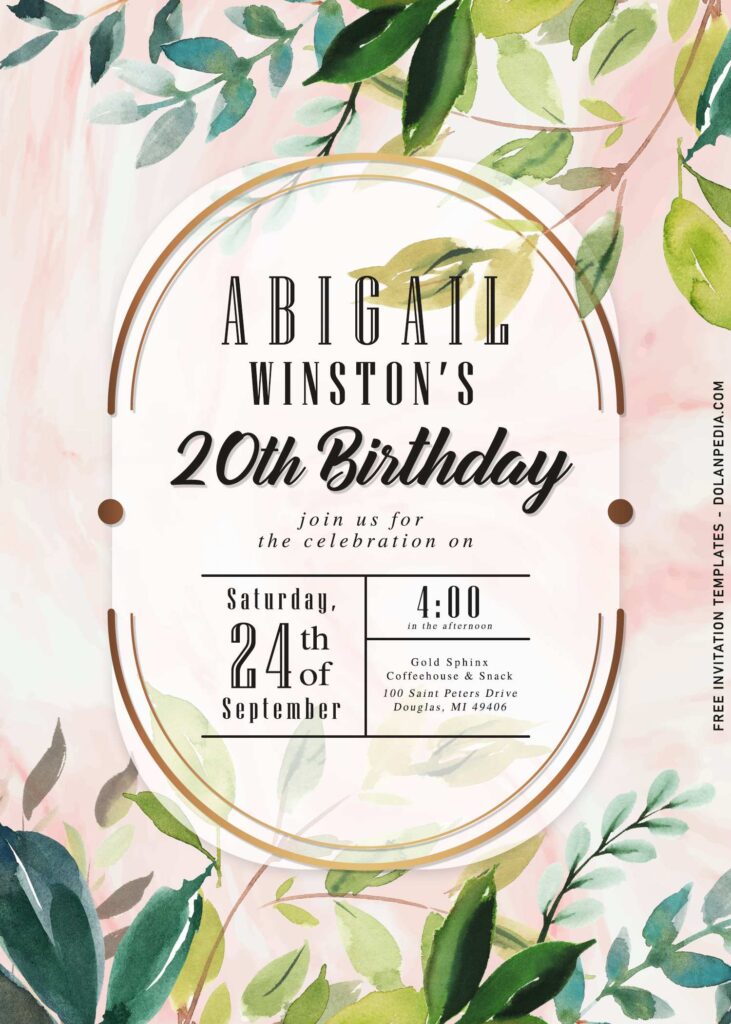 7+ Pastel Marble And Floral 20th Birthday Invitation Templates