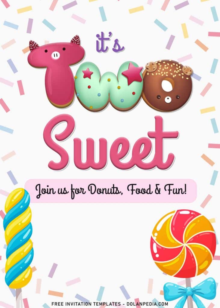 7+ Two Sweet Party Invitation Templates For Your Little Girl's Birthday with sweet lolipops