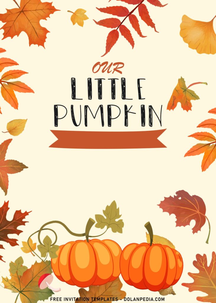 7+ Adorable Little Pumpkin First Birthday Invitation Templates with pairs of pumpkins