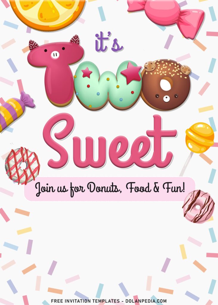 7+ Two Sweet Party Invitation Templates For Your Little Girl's Birthday with yummy candy