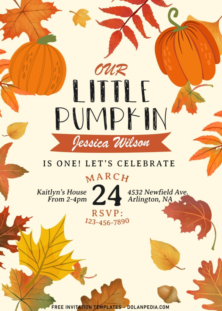 7+ Adorable Little Pumpkin First Birthday Invitation Templates