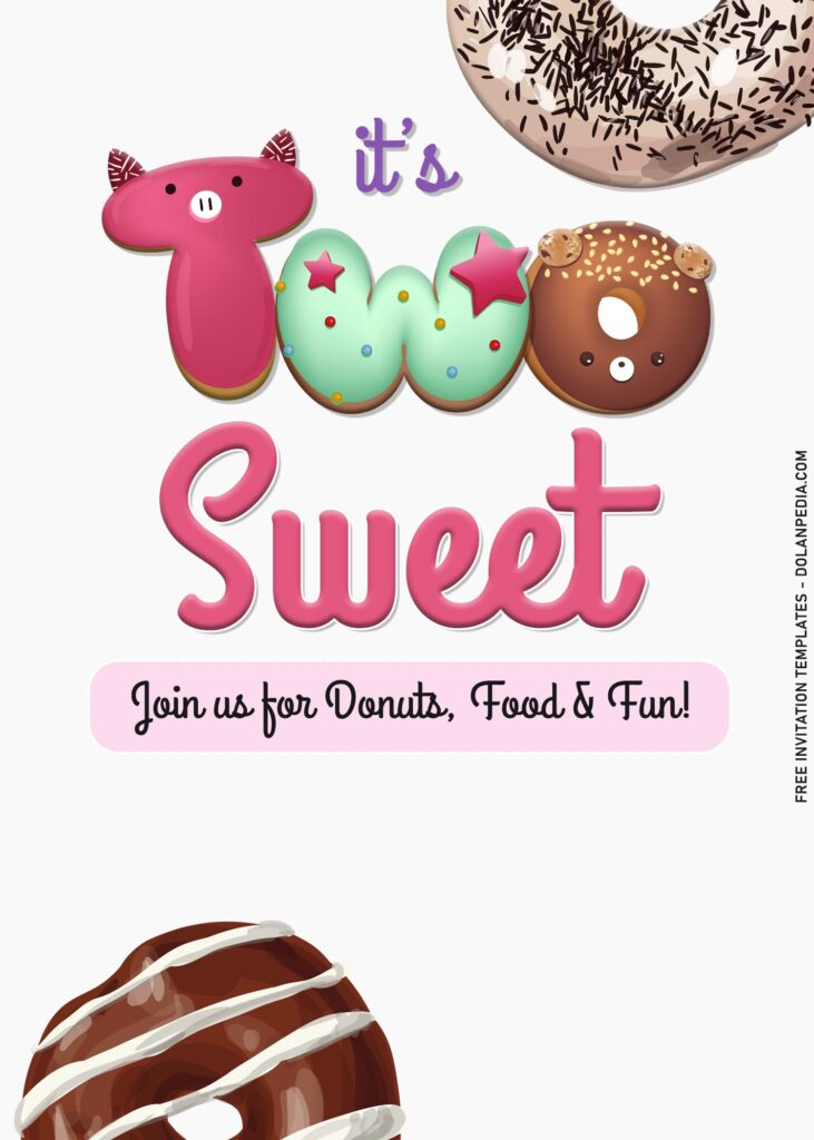 7+ Two Sweet Party Invitation Templates For Your Little Girl's Birthday with yummy donuts