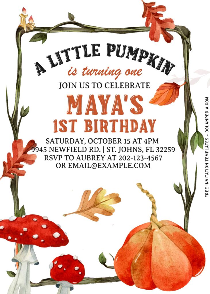 7+ Adorable Little Pumpkin Baby Girl First Birthday Invitation Templates