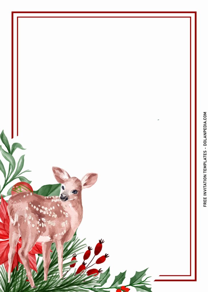 8+ Christmas Winter Floral Invitation Templates with forest deer