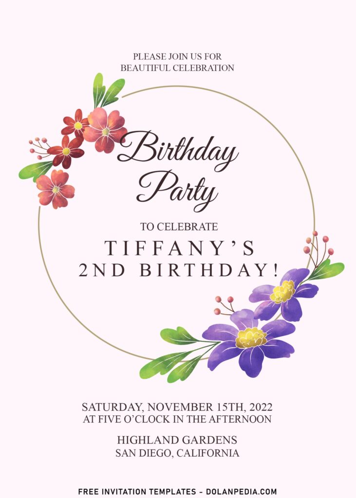 9+ Flashy Watercolor Flower Wreath Birthday Invitation Templates