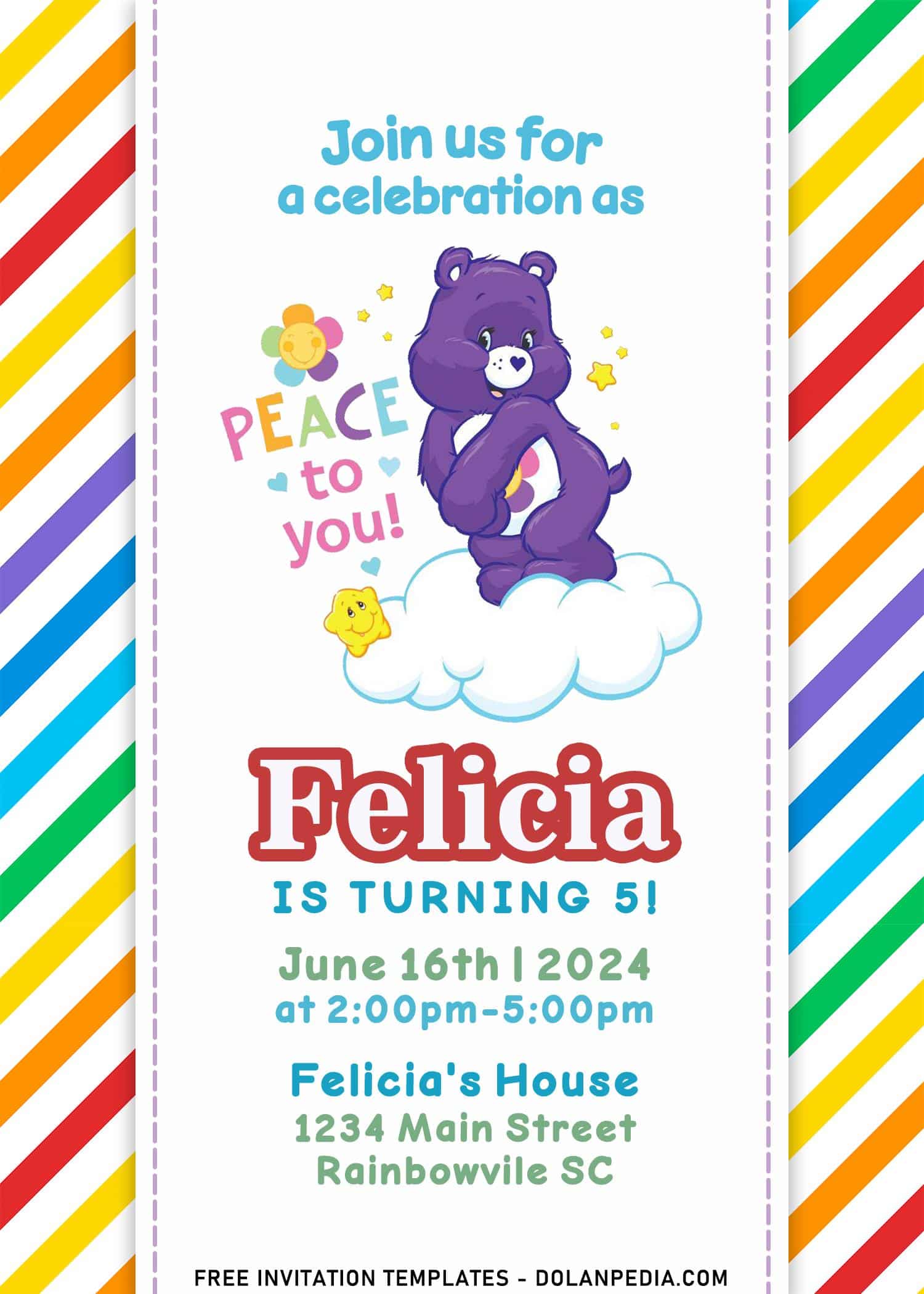 8+ Bright And Cute Care Bears Birthday Invitation Templates